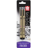 Набор черных капиллярных ручек Sakura Pigma Micron 0.5 мм 2 штуки