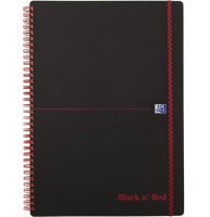 Блокнот Oxford Black'n'Red клетка спираль пластиковая обложка А5 / 70 листов
