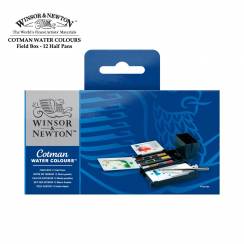 Акварель Cotman Winsor&Newton Field в карманном наборе 12 цветов, кисть и аксессуары