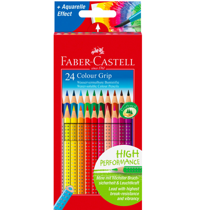 Цветные карандаши Faber-Castell Colour Grip 24 цвета набор в коробке, водорастворимые