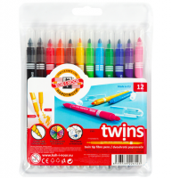 Фломастеры двусторонние Koh-I-Noor Twins набор 12 цветов