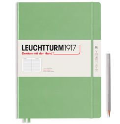 Записная книжка Leuchtturm «Master Slim» А4+ в линейку пастельный зелёный 123 стр.