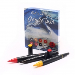 Двухсторонние акриловые маркеры Fat&Skinny Acrylic Twin набор 8 штук "Огонь"