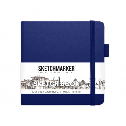 Скетчбук Sketchmarker королевский синий с твердой обложкой квадратный 12х12 см / 80 листов / 140 гм