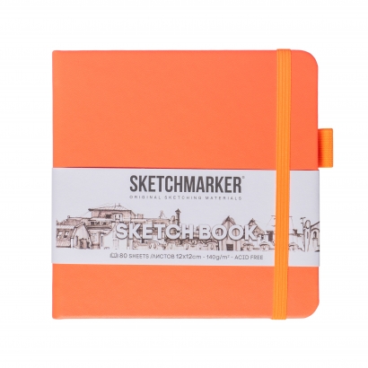Скетчбук Sketchmarker неоновый коралл с твердой обложкой квадратный 12х12 см / 80 листов / 140 гм