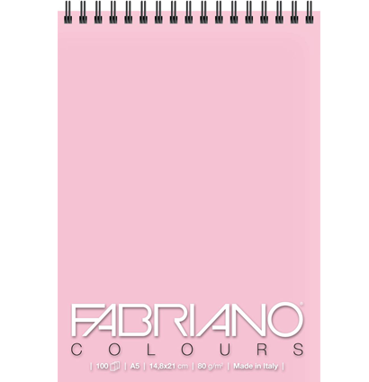 Блокнот с розовой бумагой Fabriano Colours на пружине для зарисовок А5 / 100 листов / 80 гм