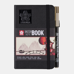 Скетчбук Sakura Sketch / Note черный с гладкой бумагой для рисования А6 / 80 листов / 140 гм