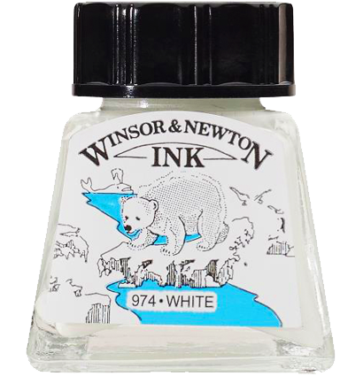 Тушь Winsor&Newton Ink 974 "Белая" для рисования и каллиграфии, 14 мл