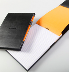 Блокнот в клетку Rhodia ePURE кожаная обложка черный А6 / 80 листов / 80 гм