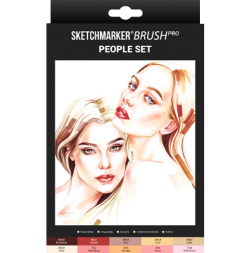 Набор 10 маркеров Sketchmarker Brush Pro "Люди" + альбом + линер