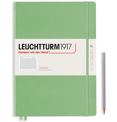 Записная книжка Leuchtturm «Master Slim» А4+ в клетку пастельный зелёный 123 стр.