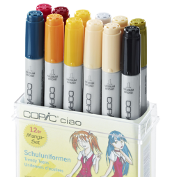 Набор маркеров COPIC CIAO 12 School Uniforms с кистью