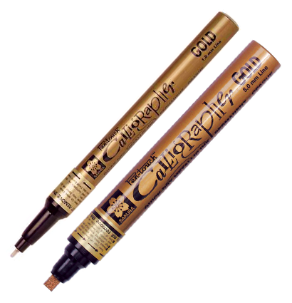 Маркер золотой для каллиграфии Sakura Pen-Touch Calligrapher с архивными чернилами (для всех поверхностей)