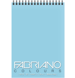 Блокнот с голубой бумагой Fabriano Colours на пружине для зарисовок А5 / 100 листов / 80 гм