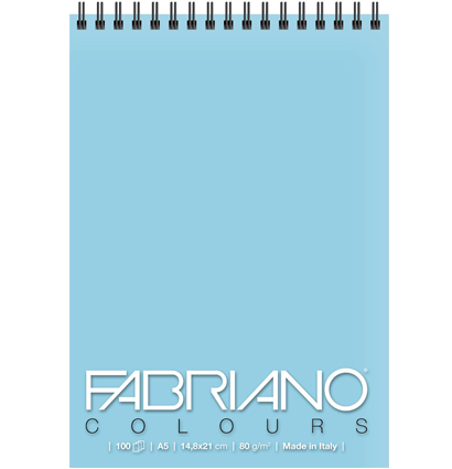 Блокнот с голубой бумагой Fabriano Colours на пружине для зарисовок А5 / 100 листов / 80 гм