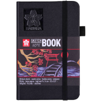 Скетчбук Sakura Sketch / Note с черной гладкой бумагой для рисования А6 / 80 листов / 140 гм