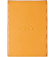 Блокнот в клетку Rhodia ePURE кожаная обложка оранжевый А5 / 80 листов / 80 гм