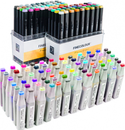 FINECOLOUR BRUSH MINI 72 маркера для рисования и заправки к ним "Творческий" набор в кейсах