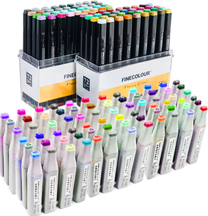 Набор маркеров для рисования и заправок к ним Finecolour Brush Mini 72 цвета