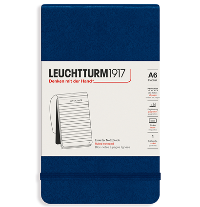 Блокнот Leuchtturm «Reporter Notepad Pocket» A6 в линейку темно-синий 188 стр.