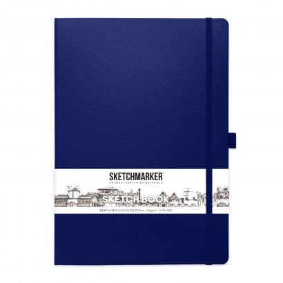 Скетчбук Sketchmarker королевский синий с твердой обложкой А4 / 80 листов / 140 гм