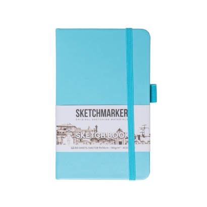 Скетчбук Sketchmarker небесно-голубой с твердой обложкой А6 / 80 листов / 140 гм