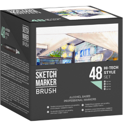 Набор 48  маркеров Sketchmarker Brush Pro "Хай Тек" на подставке