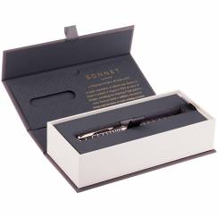 Ручка шариковая Parker Sonnet Brown PGT 1 мм черные чернила, подарочная упаковка