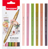 Набор брашпенов с линером Bruynzeel Fineliner / Brush Pens 6 цветов "Марракеш"