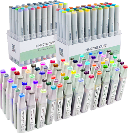 Finecolour Junior набор спиртовых маркеров и заправок к ним 72 цвета в фирменных кейсах