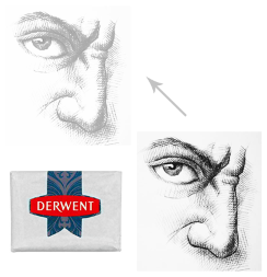 Мягкий ластик  - клячка для работы с интенсивностью карандаша Derwent Kneadable Eraser