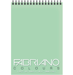 Блокнот с зеленой бумагой Fabriano Colours на пружине для зарисовок А4 / 100 листов / 80 гм