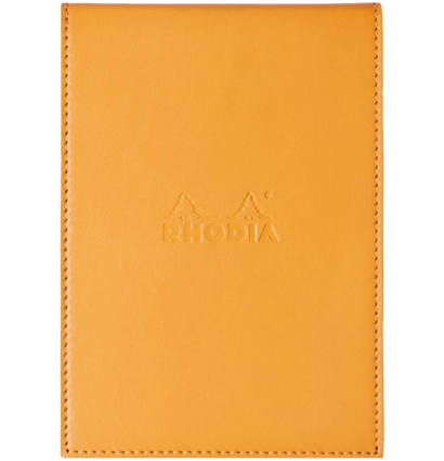 Блокнот в клетку Rhodia ePURE кожаная обложка оранжевый 8.4 х 11.5 см / 80 листов / 80 гм