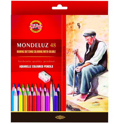 Карандаши акварельные Koh-I-Noor Mondeluz Old Man набор 48 цветов с кистью и точилкой