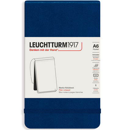 Блокнот Leuchtturm «Reporter Notepad Pocket» A6 нелинованный темно-синий 188 стр.