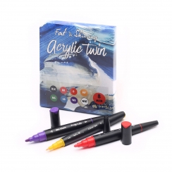 Двухсторонние акриловые маркеры Fat&Skinny Acrylic Twin набор 8 штук "Основной"