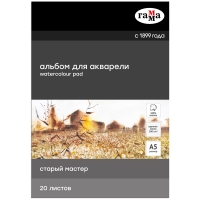 Альбом для акварели Старый мастер Гамма склейка 100% хлопок крупное зерно А5 / 20 листов / 300 гм