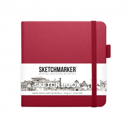 Скетчбук Sketchmarker маджента с твердой обложкой квадратный 12х12 см / 80 листов / 140 гм