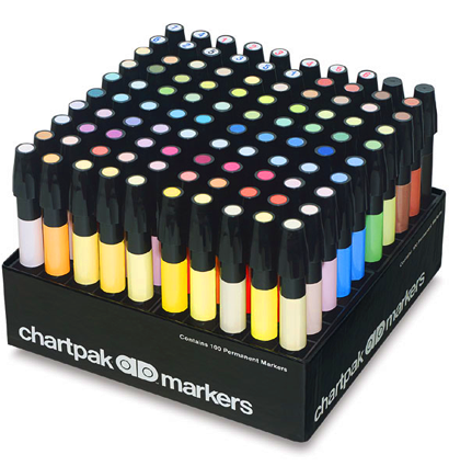 Набор маркеров для скетчинга Chartpak 100 с подставкой