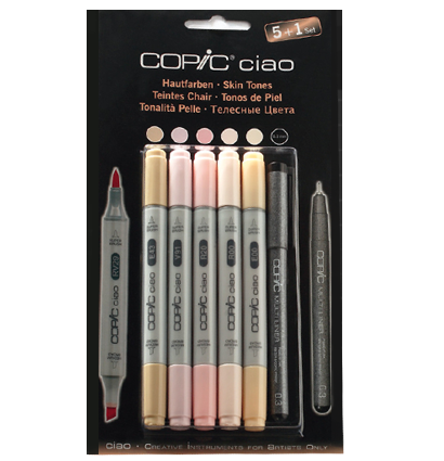 Copic Ciao Skin Tones 5+1 набор маркеров с кистью для рисования (телесные + линер)