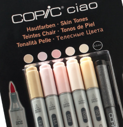 Набор маркеров COPIC CIAO Skin Tones 5+1 с кистью и линер (телесные)