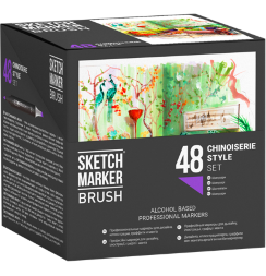 Набор 48 маркеров Sketchmarker Brush Pro "Шинуазри" на подставке
