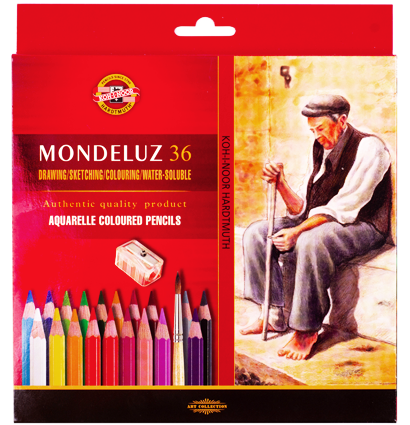 Карандаши акварельные Koh-I-Noor Mondeluz Old Man набор 36 цветов с кистью и точилкой