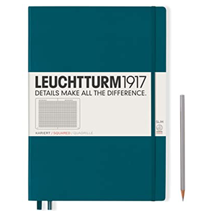 Записная книжка Leuchtturm «Master Slim» A4+ в клетку тихоокеанский зеленый 123 стр.