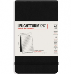 Блокнот Leuchtturm «Reporter Notepad Pocket» A6 в линейку черный 188 стр.