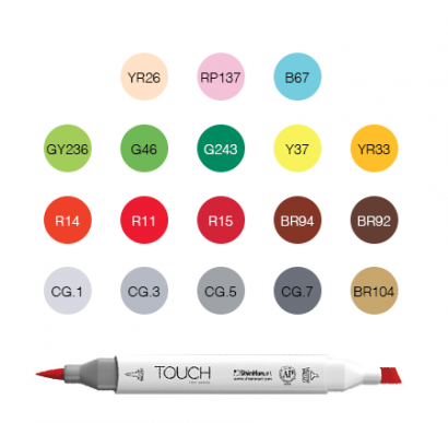Набор маркеров Touch Twin Brush для онлайн-курса по скетчингу в школе Highlights, 18 цветов