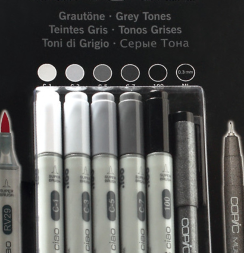 Набор маркеров COPIC CIAO Grey Tones 5+1 с кистью и линер (серые)