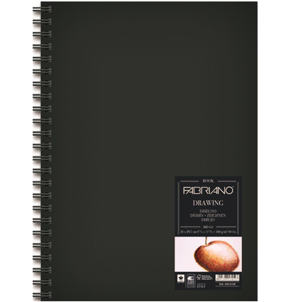Скетчбук Fabriano Drawingbook в твердом переплете на пружине А4 / 60 листов / 160 гм (портрет)