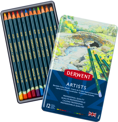 Набор цветных карандашей Derwent Artists 12 цветов в металлическом кейсе