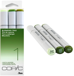 Набор маркеров COPIC SKETCH 3 Blending Trio 1 набор с кистью (зелёные)